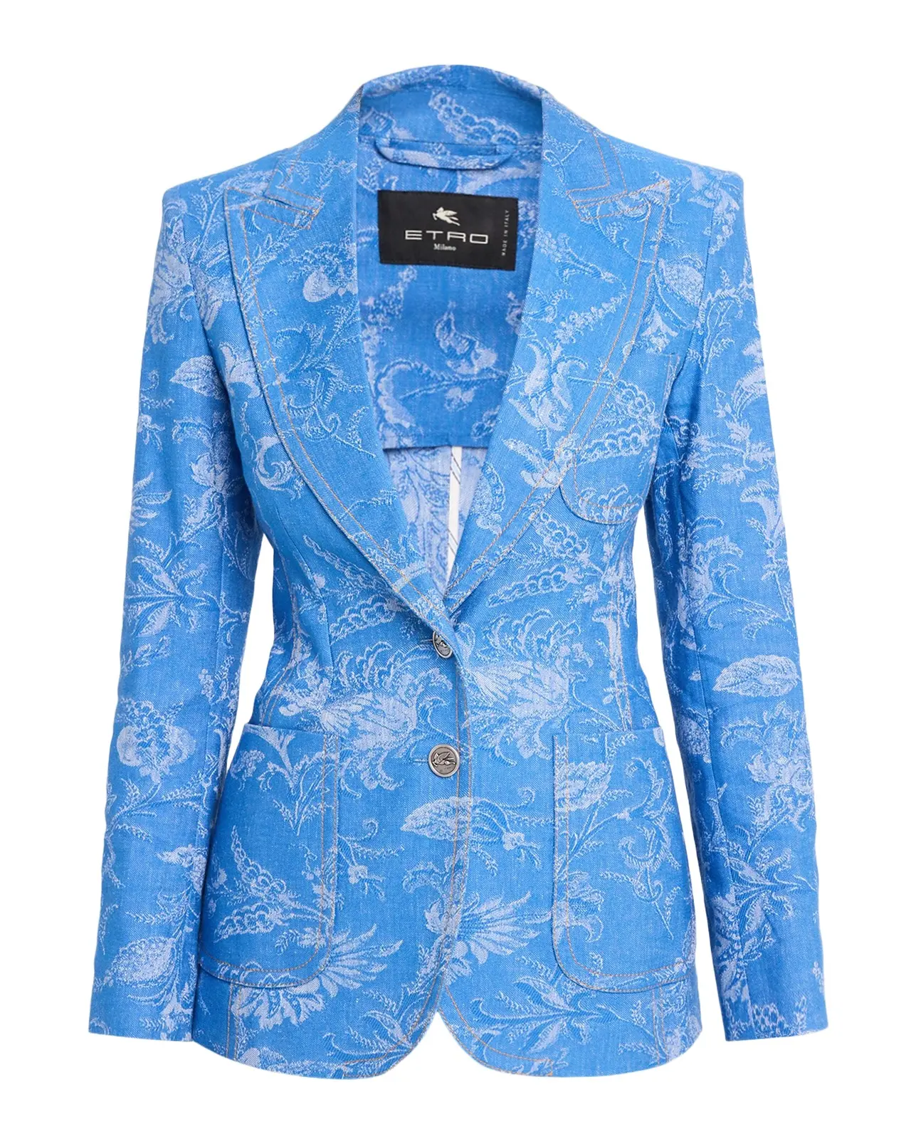 Paisley Denim Jacquard Single-Breasted Jacket