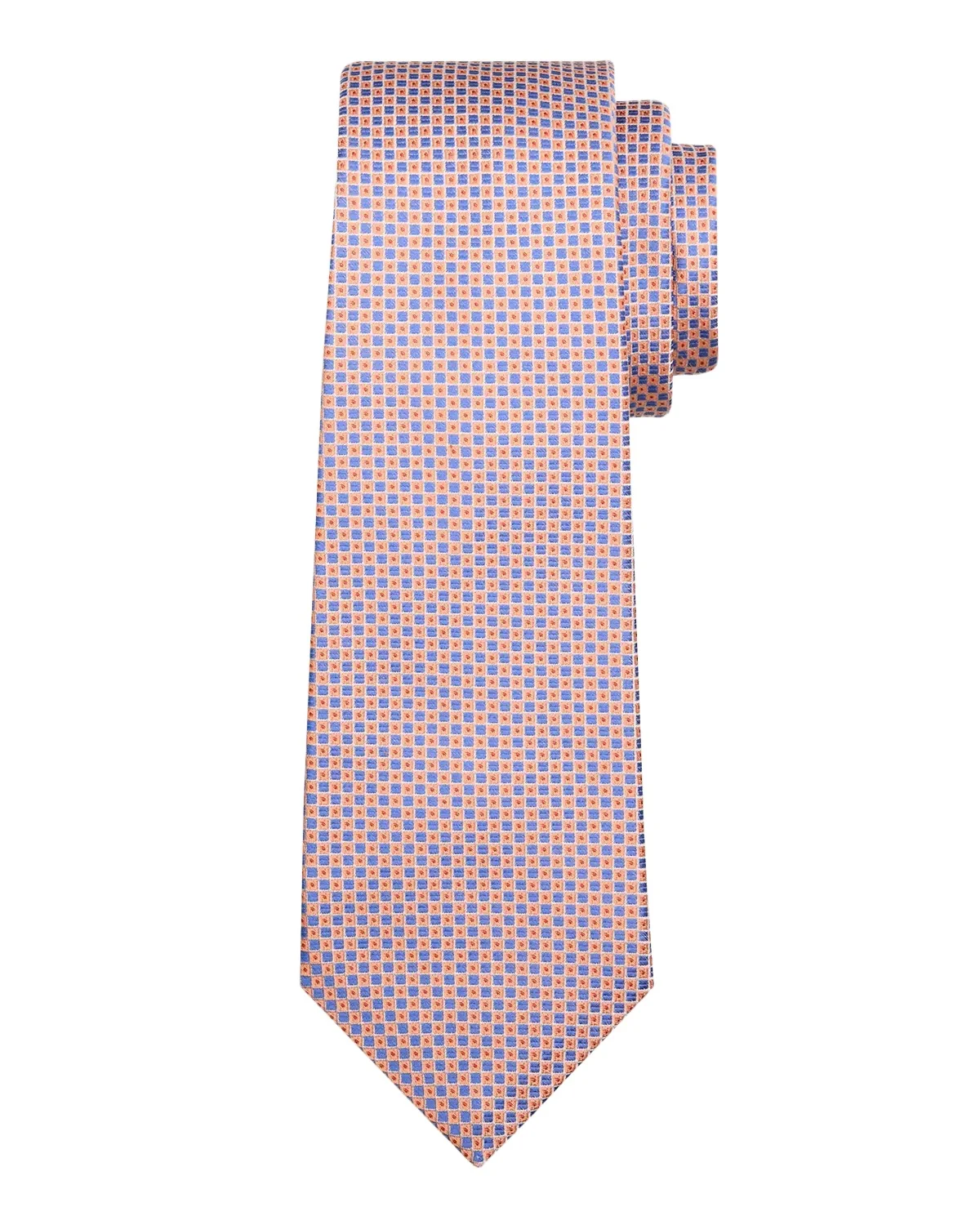 Kiton Men's Micro-Geometric Silk 7-Fold Tie