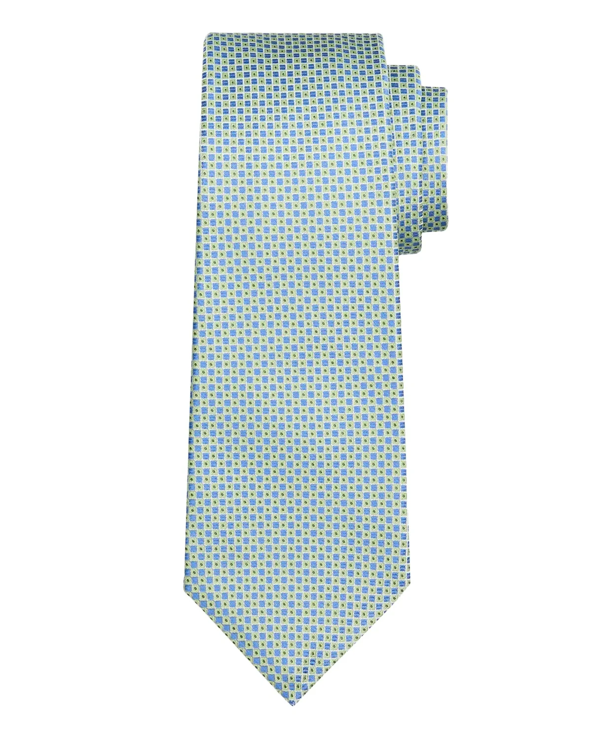 Kiton Men's Micro-Geometric Silk 7-Fold Tie