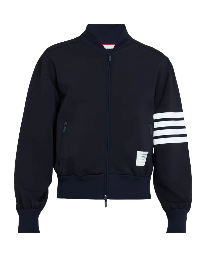 Thom Browne Men's 4-Bar Full-Zip Bomber Jacket | Image 1 Thom Browne Men's 4-Bar Full-Zip Bomber Jacket | Image 1