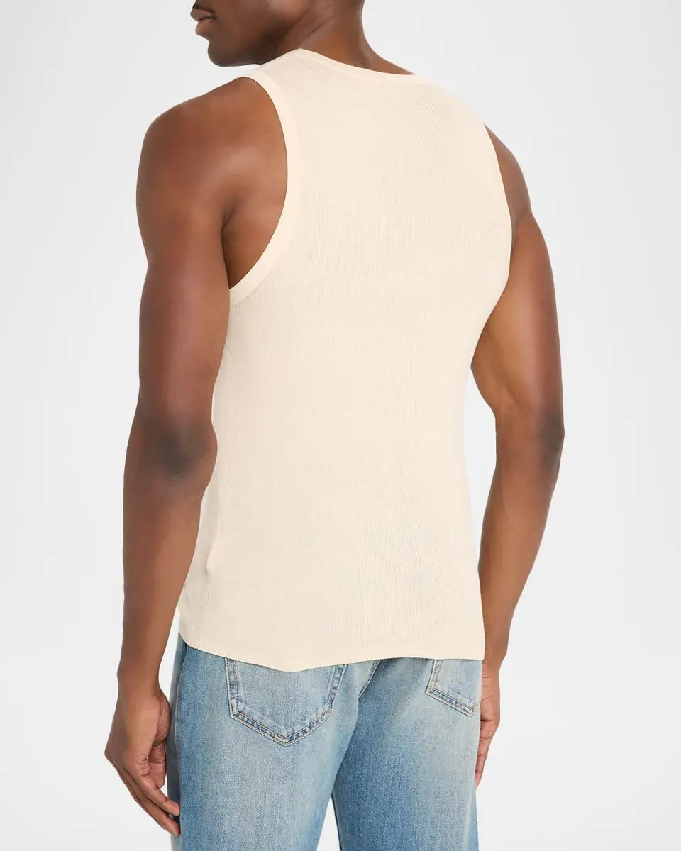 SIMKHAI Men's Elikai Ribbed Cotton Fitted Tank Top | Thumbnail 3 SIMKHAI Men's Elikai Ribbed Cotton Fitted Tank Top | Thumbnail 3