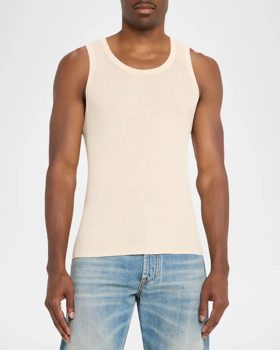 SIMKHAI Men's Elikai Ribbed Cotton Fitted Tank Top | Thumbnail 4 SIMKHAI Men's Elikai Ribbed Cotton Fitted Tank Top | Thumbnail 4