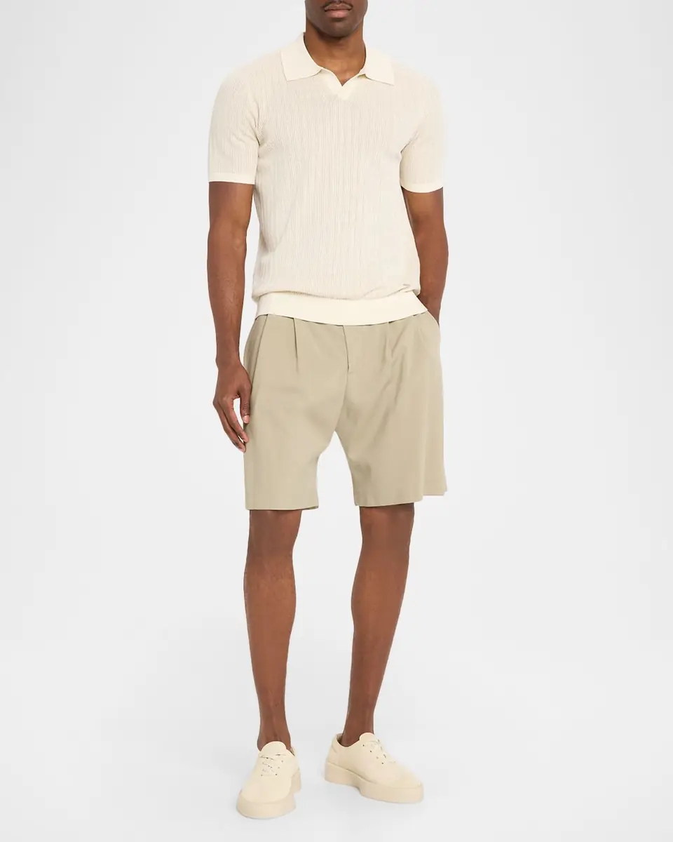Simkhai Men's Radcliff Cotton and Linen Knit Johnny Collar Polo Shirt | Thumbnail 2 Simkhai Men's Radcliff Cotton and Linen Knit Johnny Collar Polo Shirt | Thumbnail 2