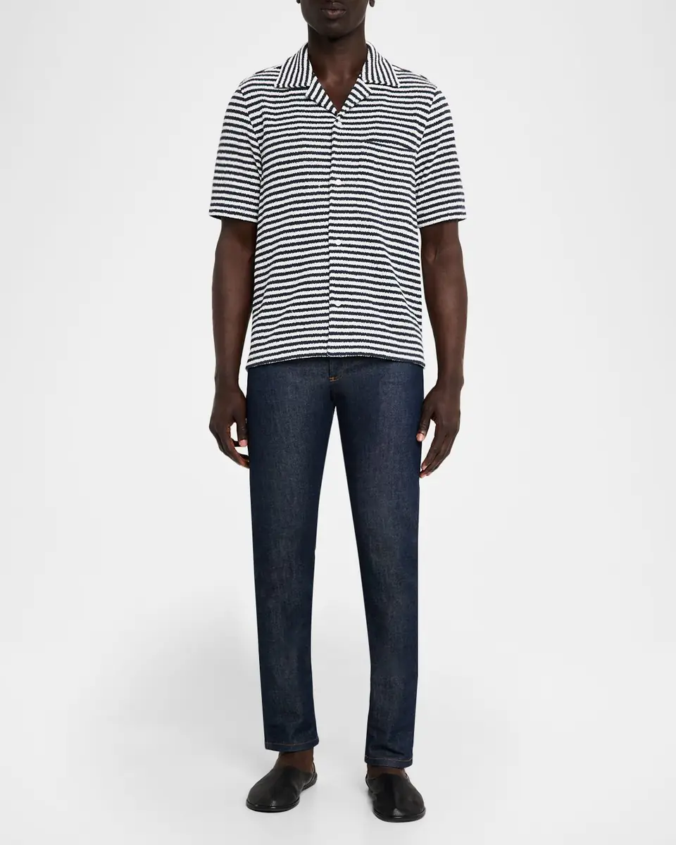 SIMKHAI Men's Cedric Stripe Short-Sleeve Shirt | Thumbnail 2 SIMKHAI Men's Cedric Stripe Short-Sleeve Shirt | Thumbnail 2