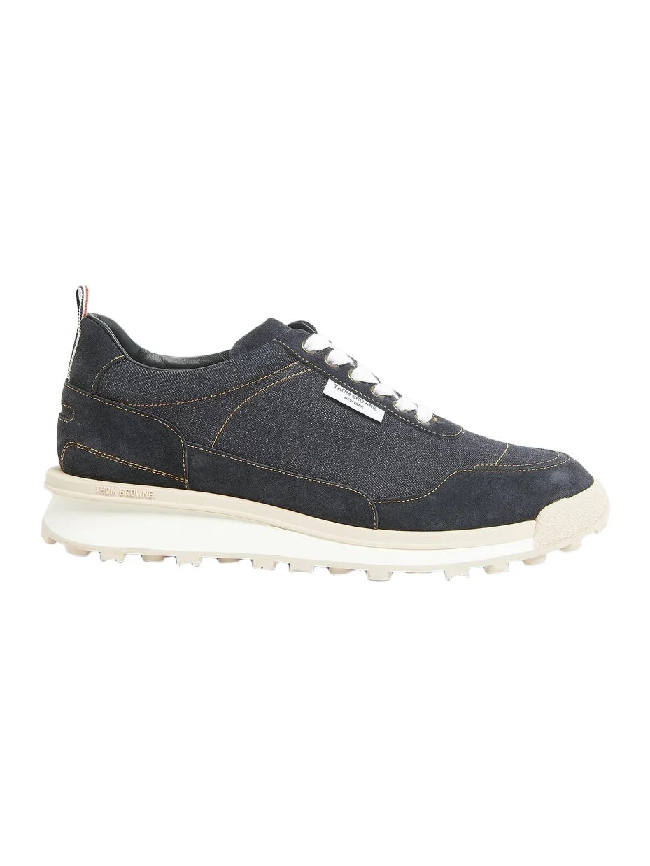 Thom Browne Men's Alumni Tech Denim Low-Top Sneakers