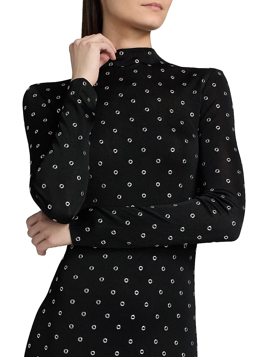 Altuzarra Women's Kaplan Grommet-Embellished Long-Sleeve Midi-Dress - Black | Thumbnail 6 Altuzarra Women's Kaplan Grommet-Embellished Long-Sleeve Midi-Dress - Black | Thumbnail 6