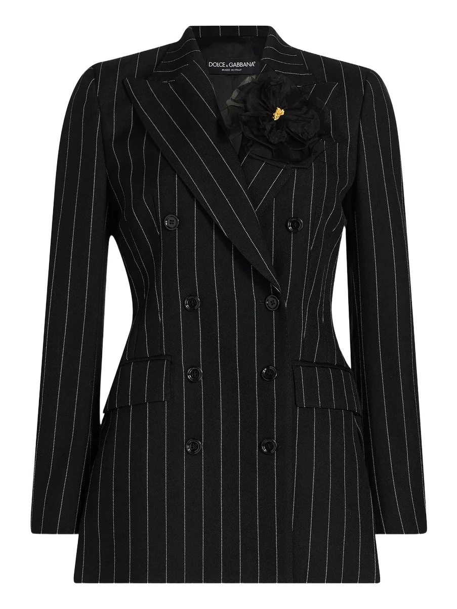 Dolce & Gabbana Women's Gessato Pinstripe Wool Double-Breasted Blazer