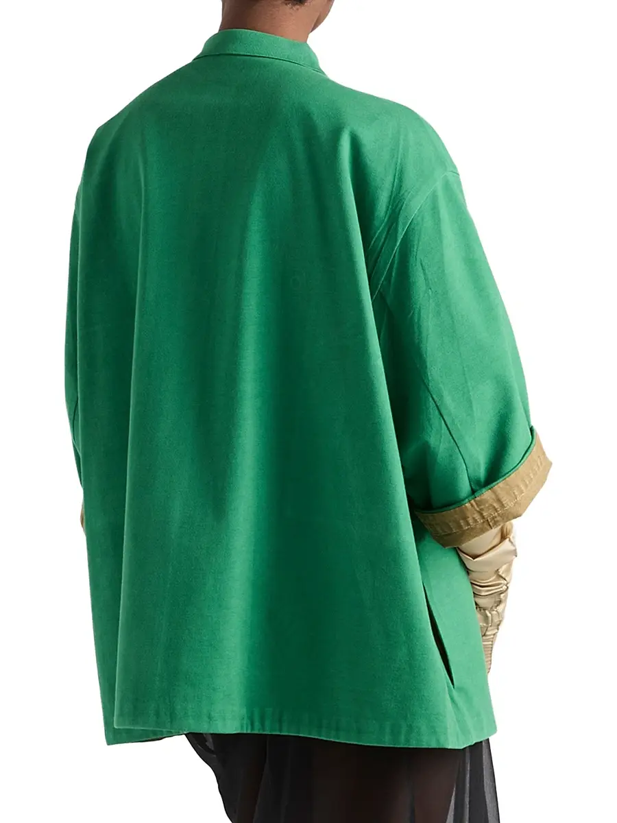 Prada Women's Old Piqué Blouson Jacket - Green | Thumbnail 3 Prada Women's Old Piqué Blouson Jacket - Green | Thumbnail 3
