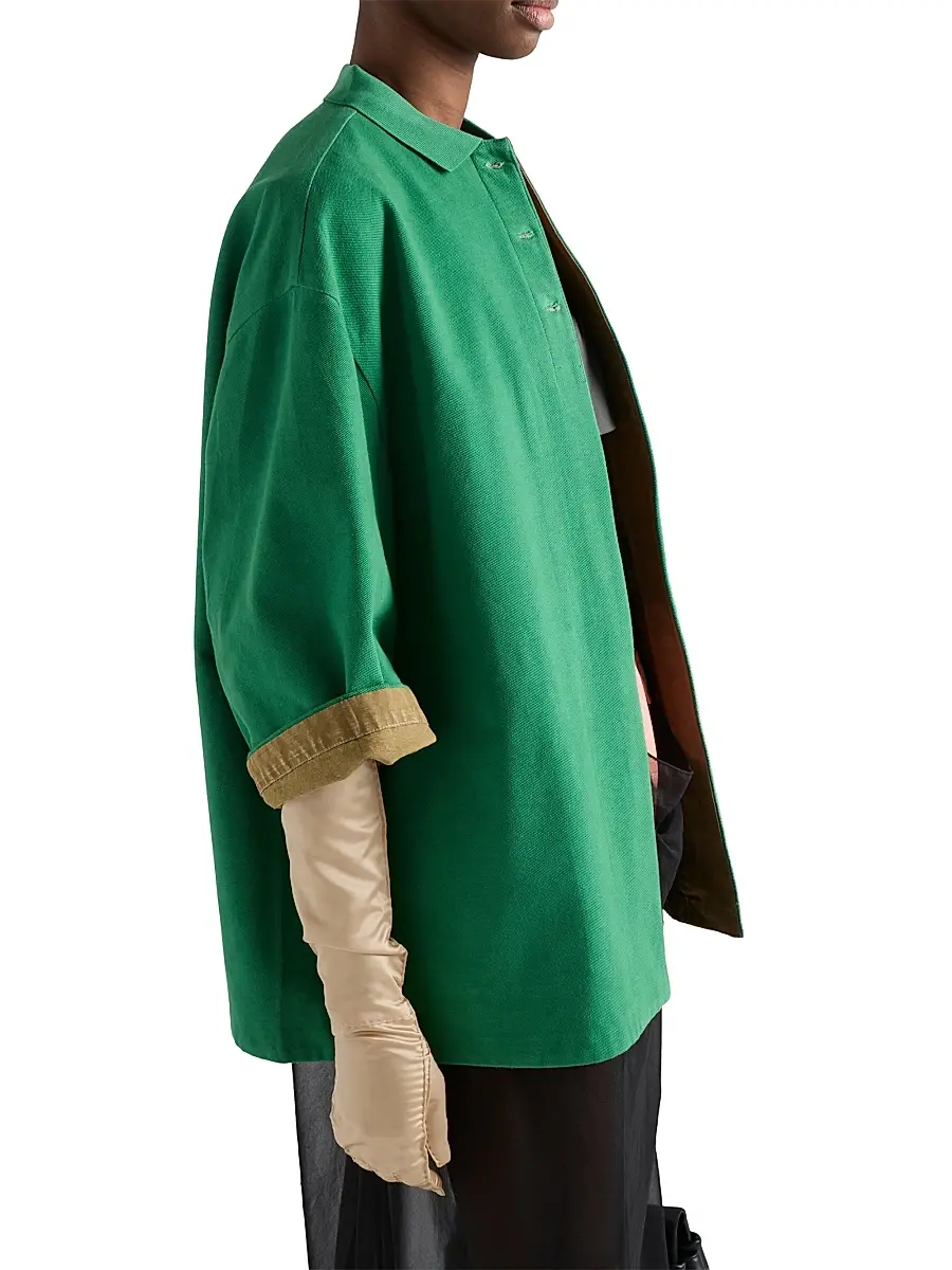 Prada Women's Old Piqué Blouson Jacket - Green | Thumbnail 4 Prada Women's Old Piqué Blouson Jacket - Green | Thumbnail 4