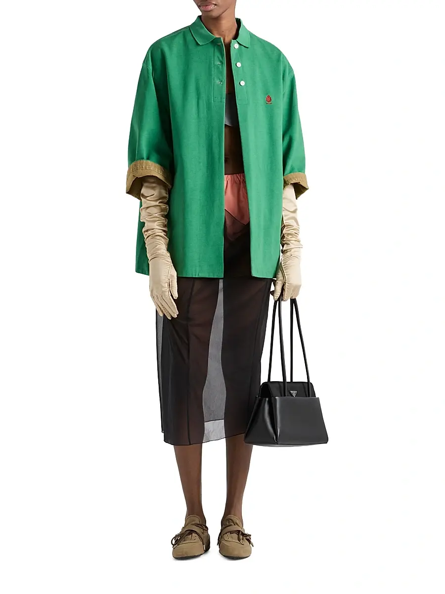 Prada Women's Old Piqué Blouson Jacket - Green | Thumbnail 6 Prada Women's Old Piqué Blouson Jacket - Green | Thumbnail 6