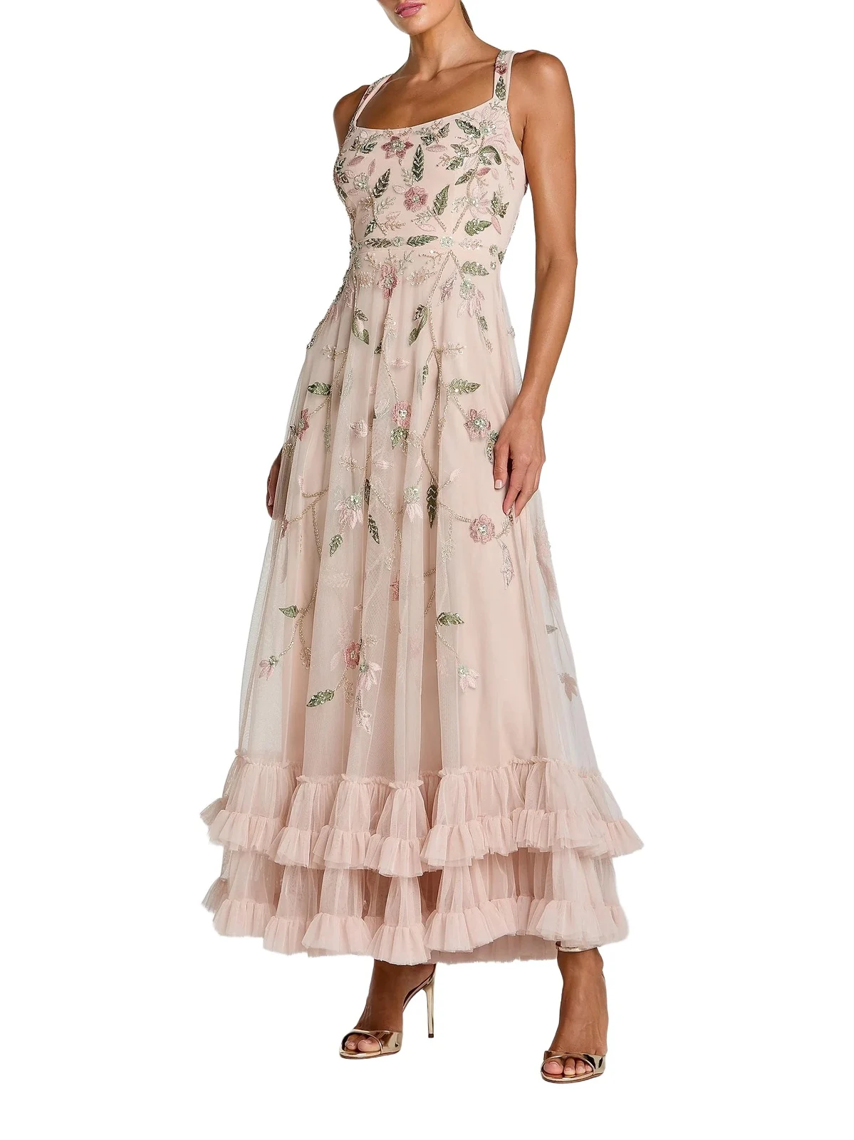 Women's Floral Embellished Scoopneck Maxi Dress Women's Floral Embellished Scoopneck Maxi Dress