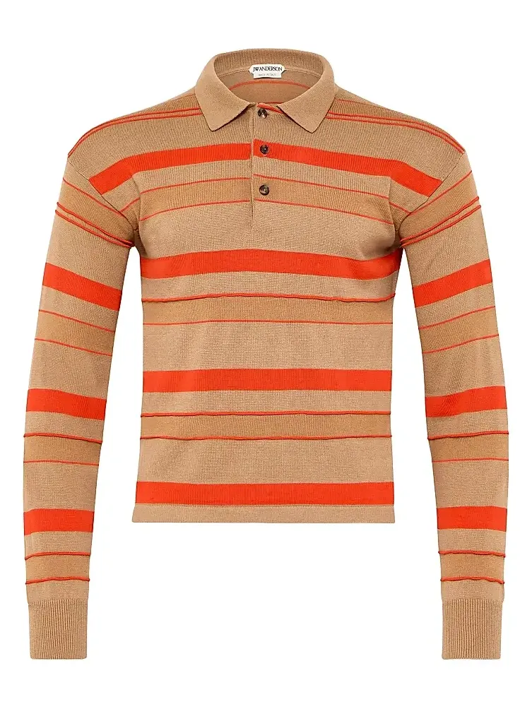 Men's Knit Rugby Striped Polo Shirt