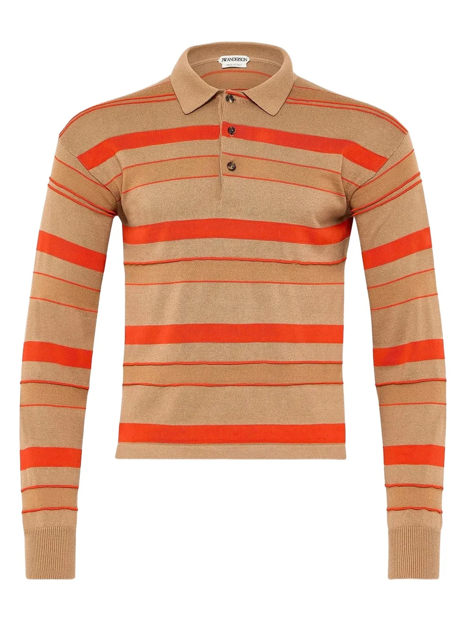 Men's Knit Rugby Striped Polo Shirt