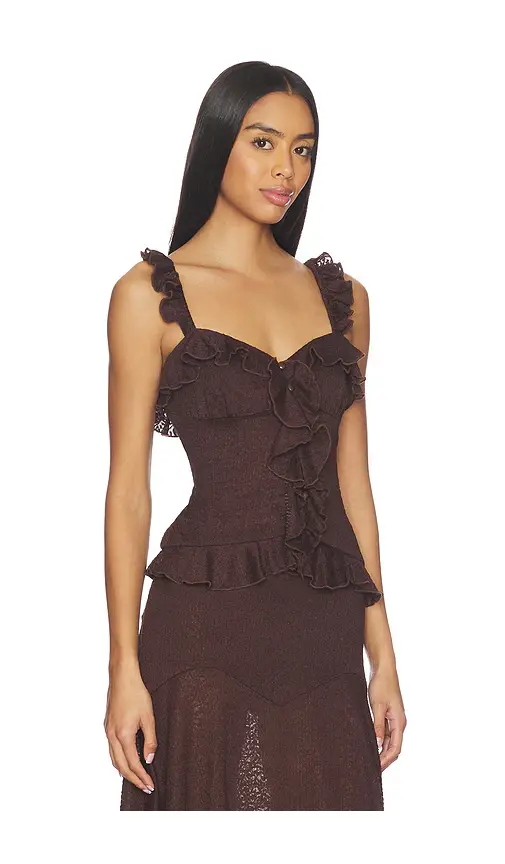 Runaway The Label Roxelle Ruffle Split Front Top | Thumbnail 2 Runaway The Label Roxelle Ruffle Split Front Top | Thumbnail 2