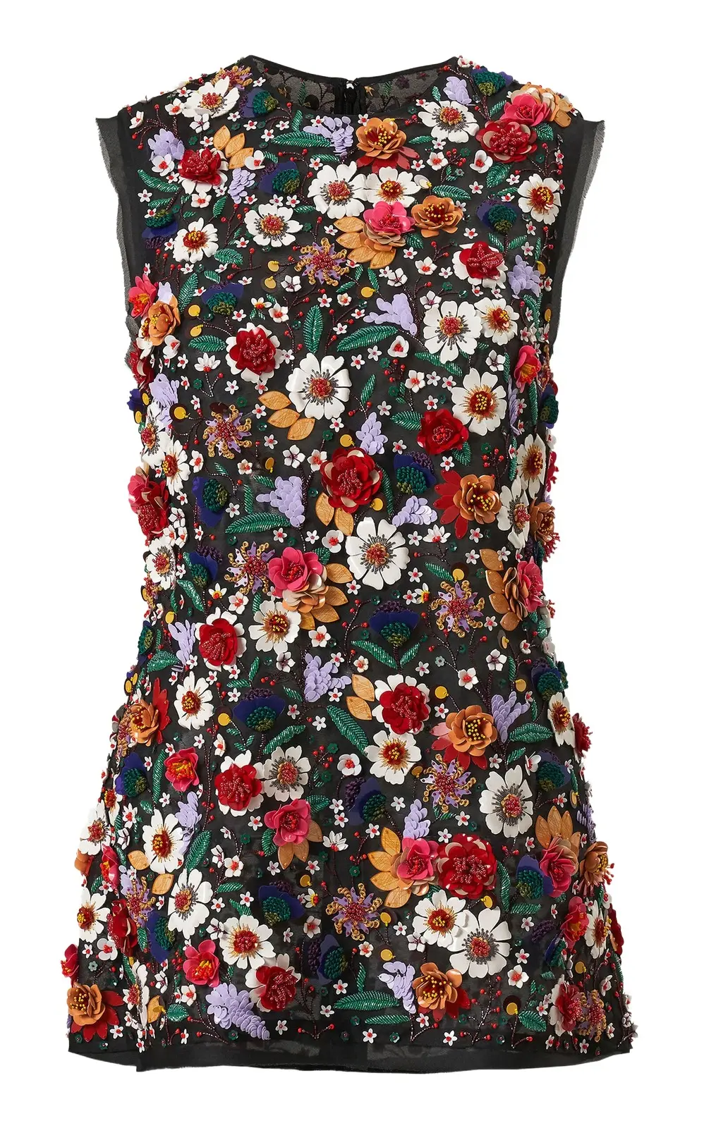 Carolina Herrera Embellished Crepe Silk Organza Floral Top