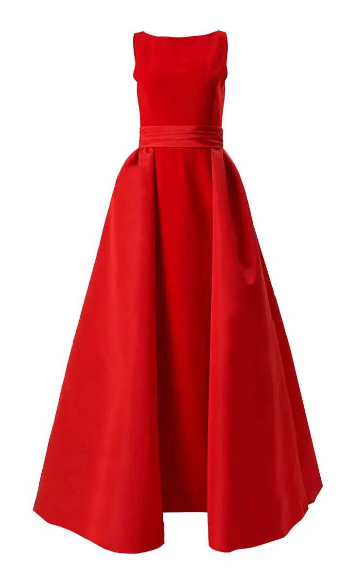 Carolina Herrera Overskirt-Detailed Silk Faille Column Gown