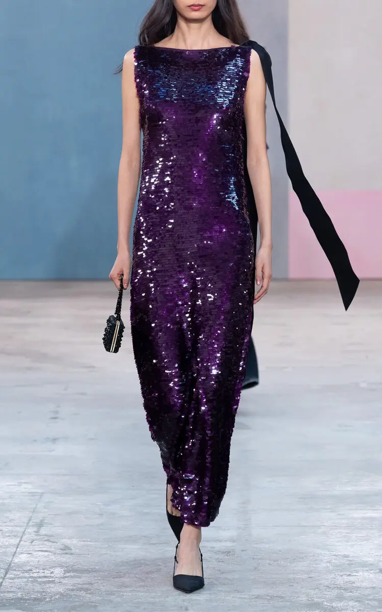Sequined Tea-Length Dress