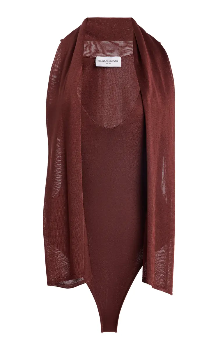 Brandon Maxwell The Capri Scarf-Detailed Knit Bodysuit