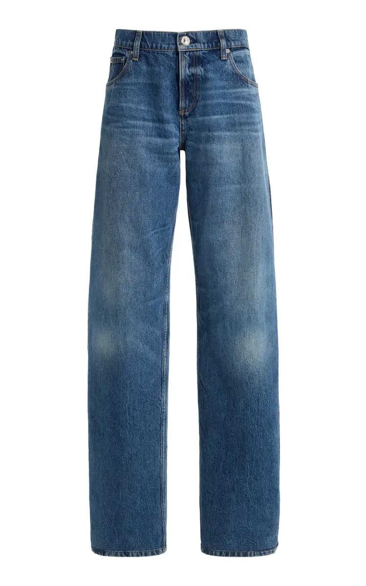 Brandon Maxwell The Lana Pleated Mid-Rise Wide-Leg Jeans