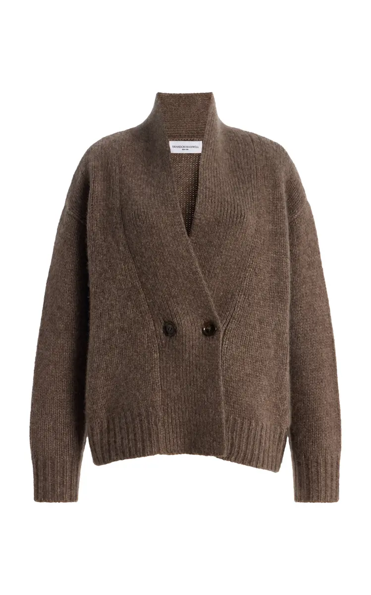 Brandon Maxwell The Lowen Double-Breasted Cashmere-Silk Cardigan