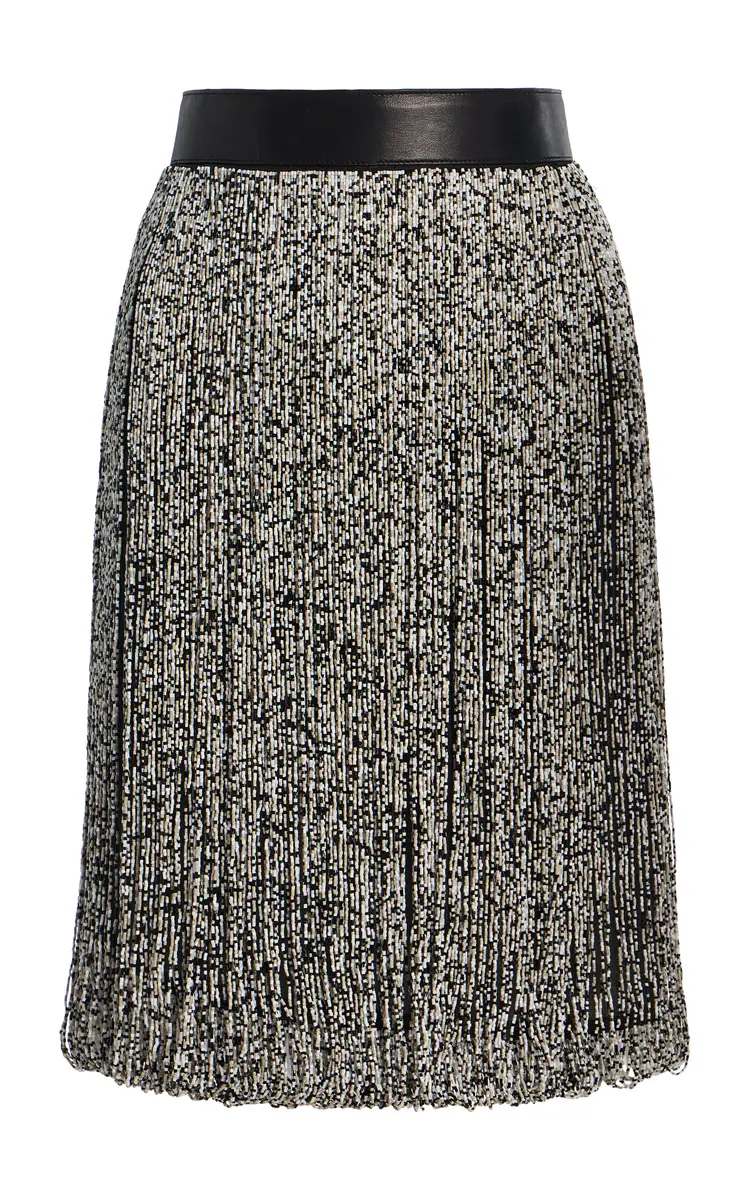 Brandon Maxwell The Juno Bead-Embroidered Jacquard Midi Skirt