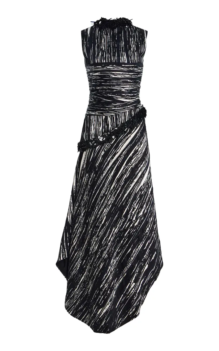The Fiora Draped Pleated Satin Maxi Dress The Fiora Draped Pleated Satin Maxi Dress