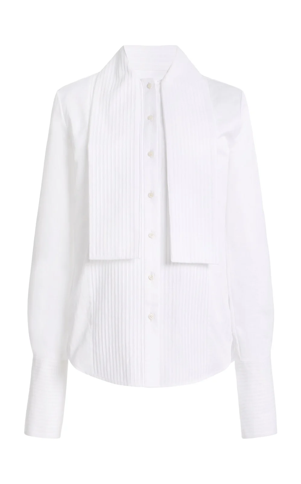 The Inez Scarf-Detailed Cotton Satin-Poplin Tuxedo Shirt The Inez Scarf-Detailed Cotton Satin-Poplin Tuxedo Shirt