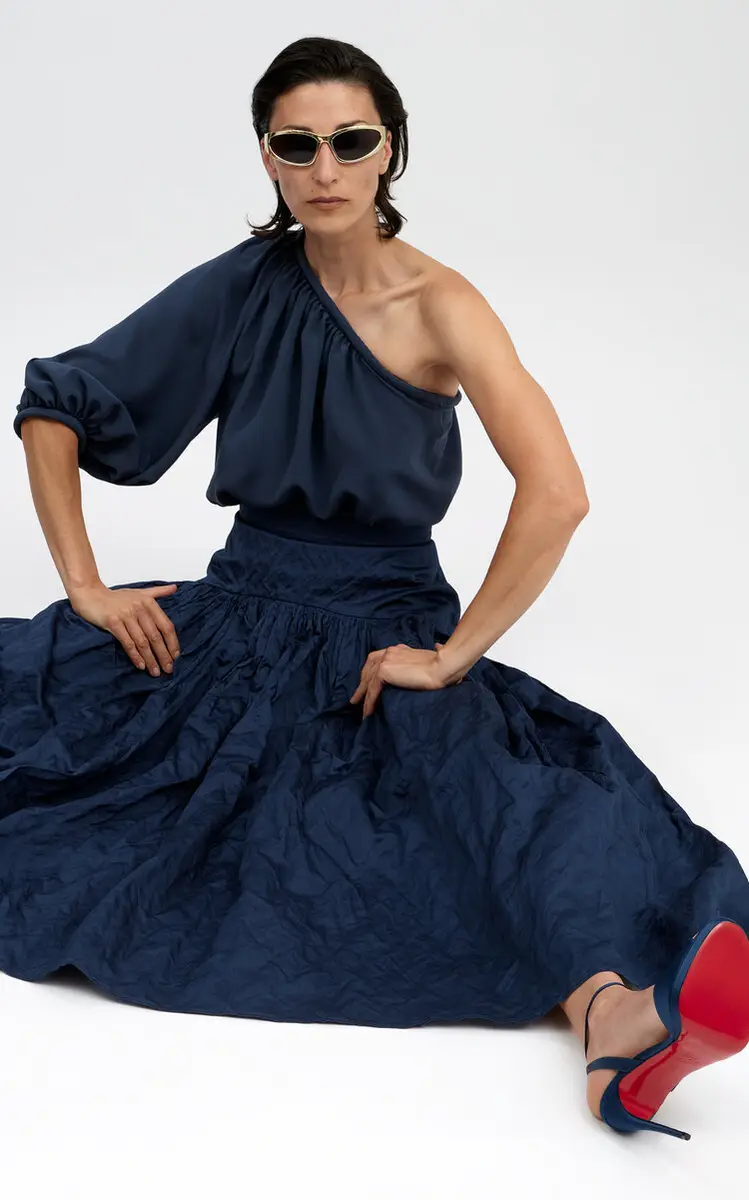 Martin Grant Asymmetric Neckline Silk Top | Thumbnail 2