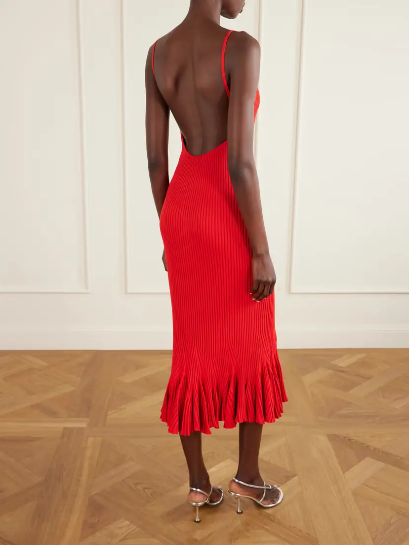 Proenza Schouler Giuditta Flared Ribbed-knit Midi Dress | Thumbnail 3 Proenza Schouler Giuditta Flared Ribbed-knit Midi Dress | Thumbnail 3