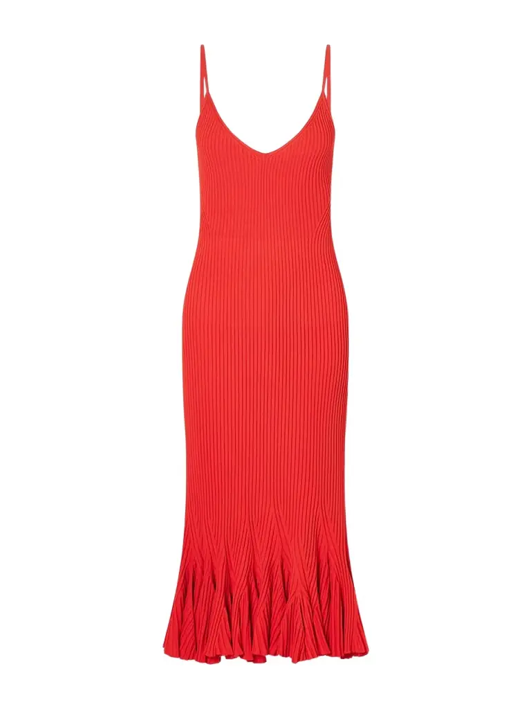 Giuditta Flared Ribbed-knit Midi Dress