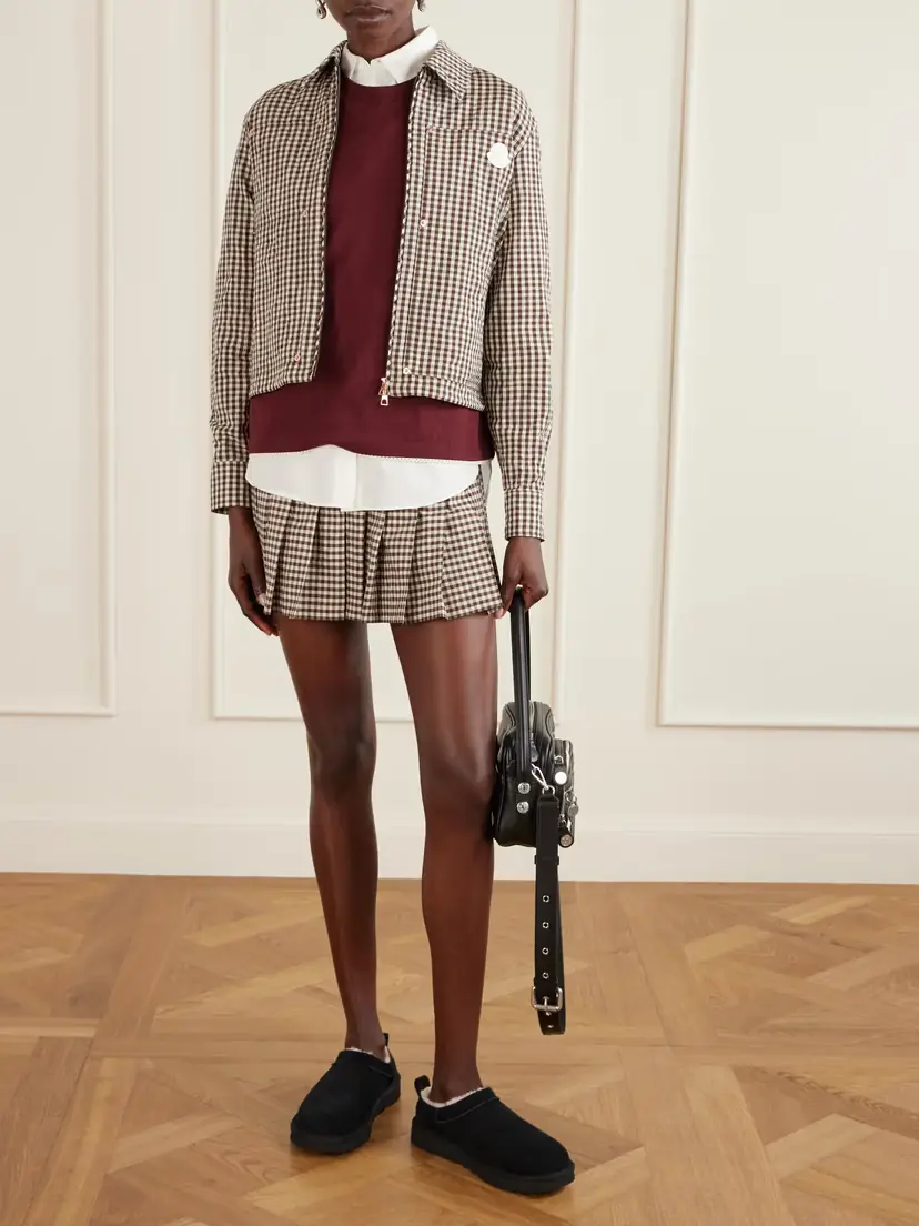 Moncler Appliquéd Pleated Gingham Cotton-blend Mini Skirt | Thumbnail 2 Moncler Appliquéd Pleated Gingham Cotton-blend Mini Skirt | Thumbnail 2