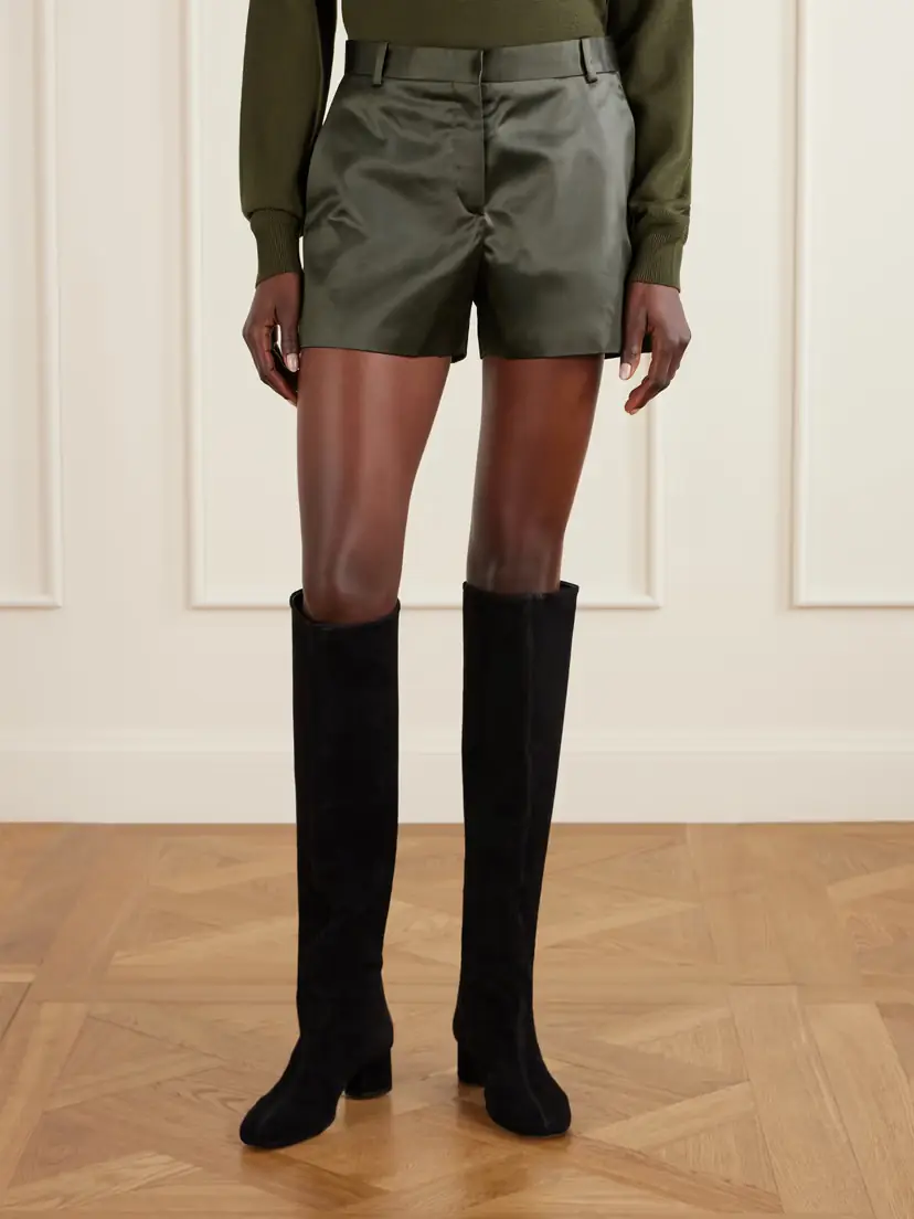 Veronica de Piante Belle Cotton-blend Duchesse-satin Shorts | Thumbnail 3