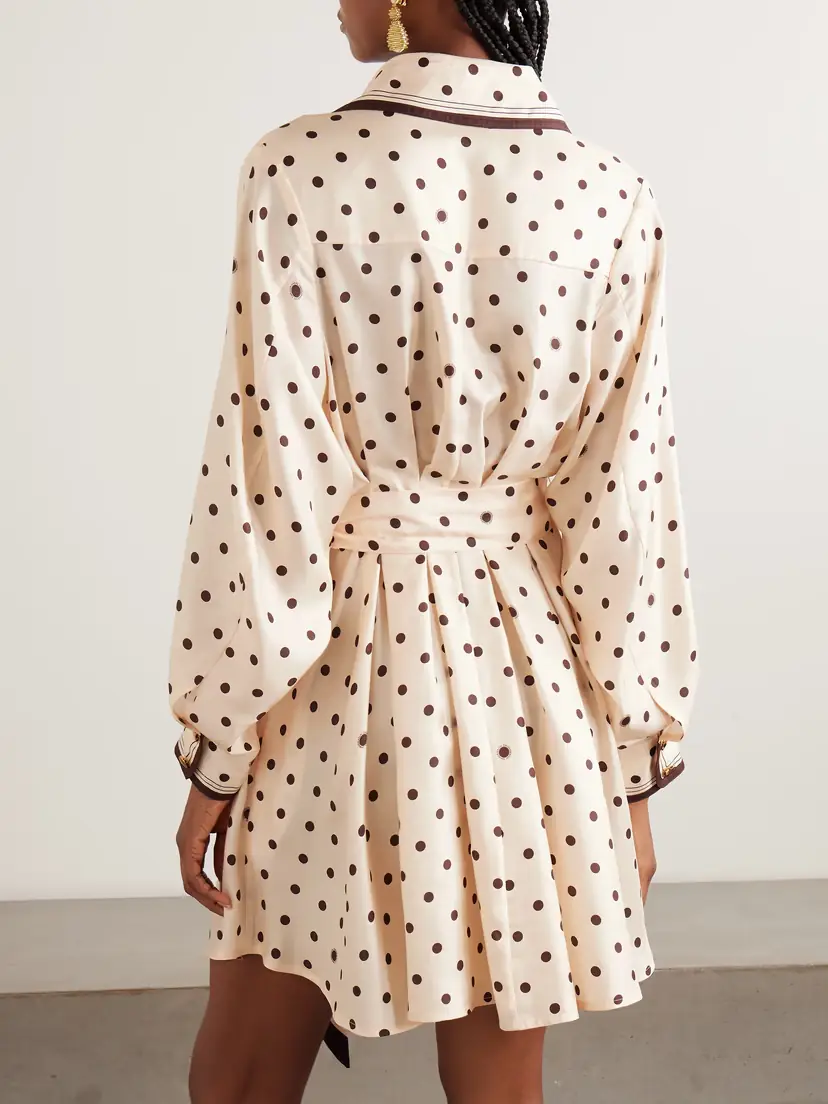 Zimmermann Belted Polka-dot Silk-satin Mini Shirt Dress | Thumbnail 3