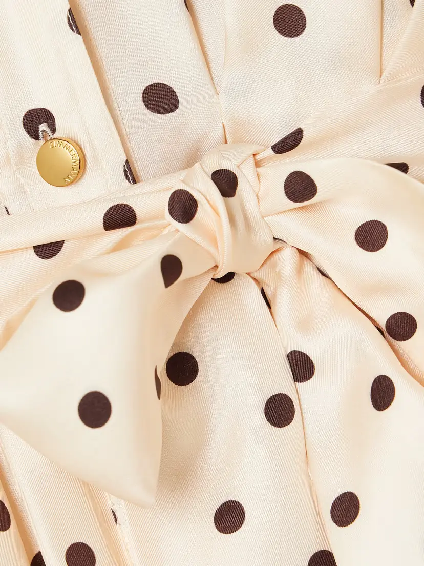 Zimmermann Belted Polka-dot Silk-satin Mini Shirt Dress | Thumbnail 4
