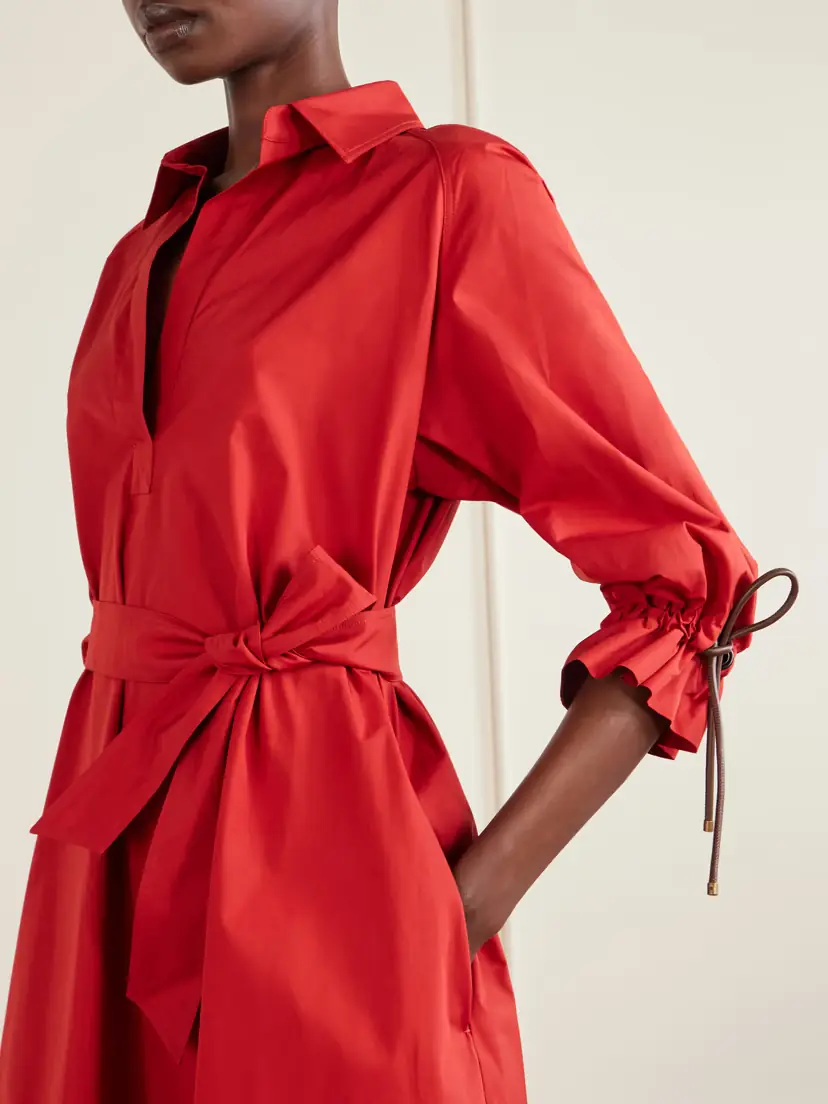 Max Mara Tie-detailed Cotton-poplin Midi Dress | Thumbnail 5