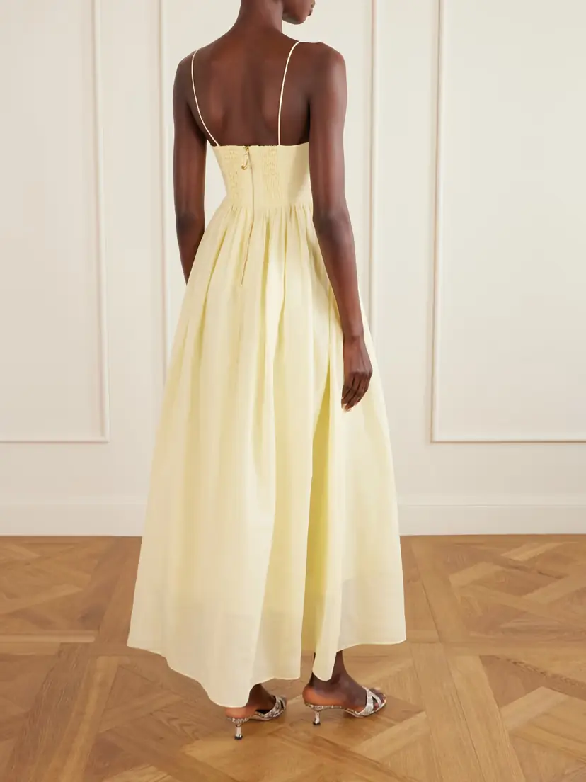 Aje Vacation Gathered Ramie Midi Dress | Thumbnail 3 Aje Vacation Gathered Ramie Midi Dress | Thumbnail 3
