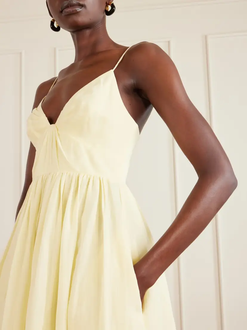Aje Vacation Gathered Ramie Midi Dress | Thumbnail 4 Aje Vacation Gathered Ramie Midi Dress | Thumbnail 4