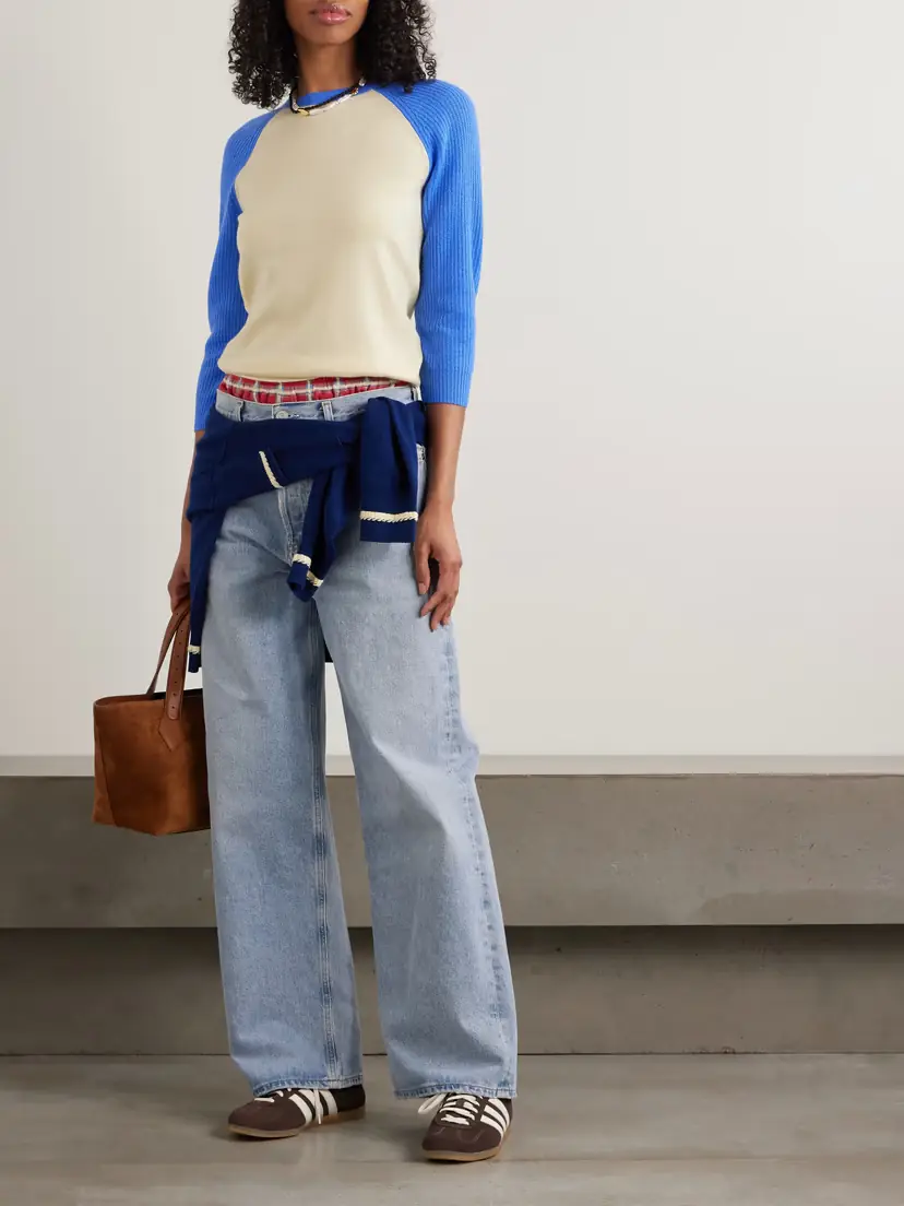 Guest In Residence Baseball Tee Two-tone Cashmere Sweater | Thumbnail 2