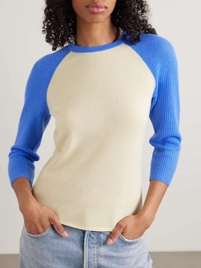Guest In Residence Baseball Tee Two-tone Cashmere Sweater | Thumbnail 3
