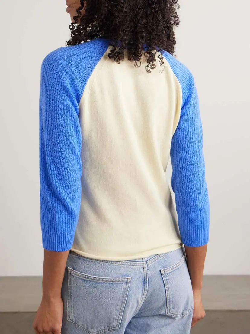 Guest In Residence Baseball Tee Two-tone Cashmere Sweater | Thumbnail 4