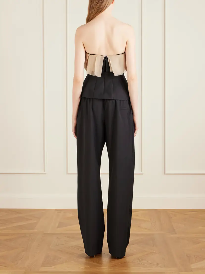 Khaite Sal Frayed Organza-trimmed Wool And Silk-blend Cady Bustier Top | Thumbnail 3 Khaite Sal Frayed Organza-trimmed Wool And Silk-blend Cady Bustier Top | Thumbnail 3