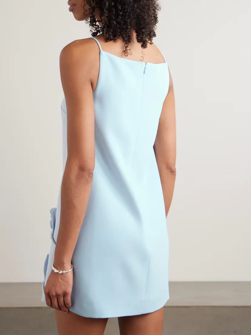 Self-Portrait Appliquéd Satin-trimmed Crepe Mini Dress | Thumbnail 3