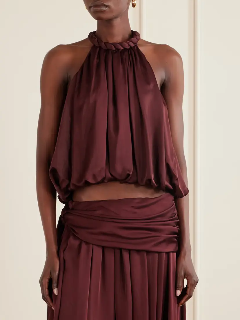 Zimmermann Luna Draped Silk Halterneck Top | Thumbnail 3