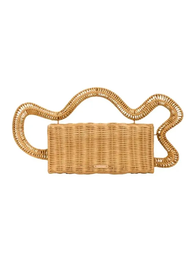 Elsa Wavy Rattan Clutch Bag