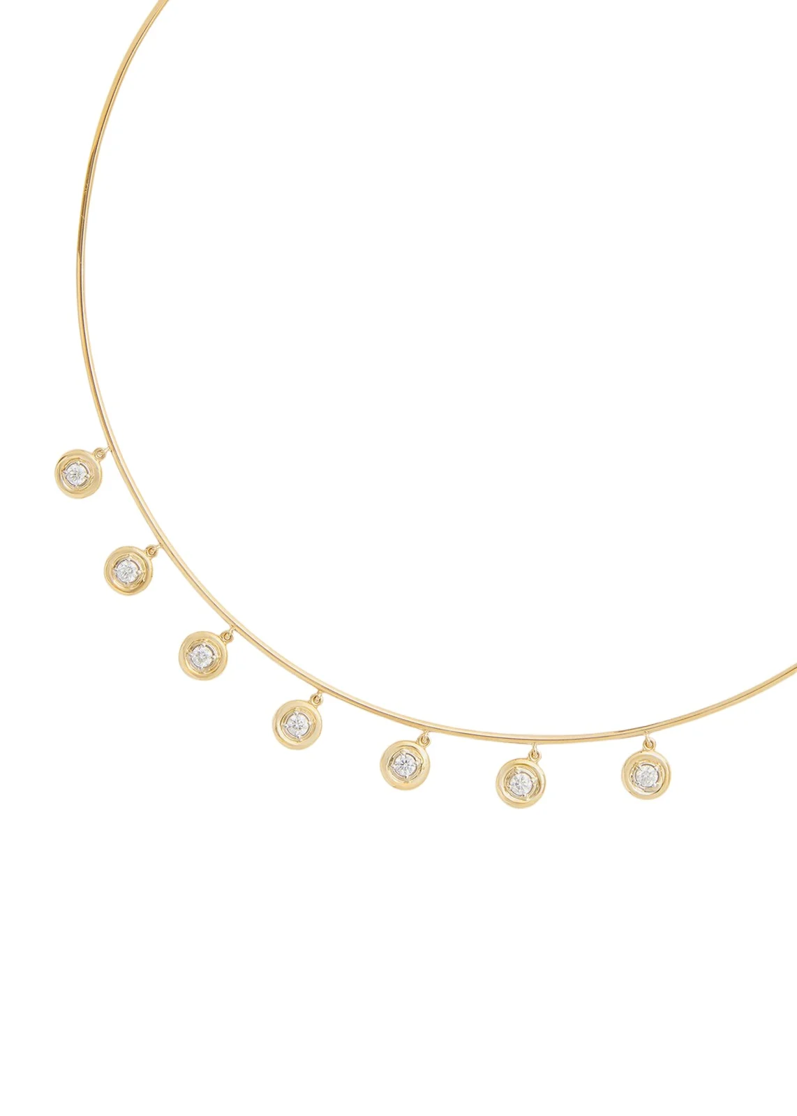 18K Yellow and White Gold Round Edge Diamond Drop Wire Necklace 18K Yellow and White Gold Round Edge Diamond Drop Wire Necklace