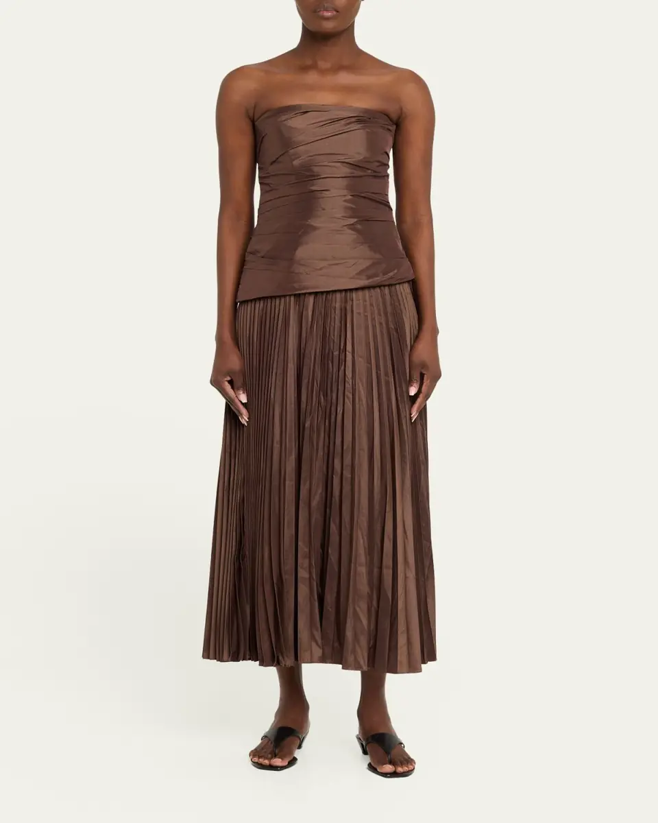 SIMKHAI Arie Strapless Pleated Maxi Dress | Thumbnail 2 SIMKHAI Arie Strapless Pleated Maxi Dress | Thumbnail 2