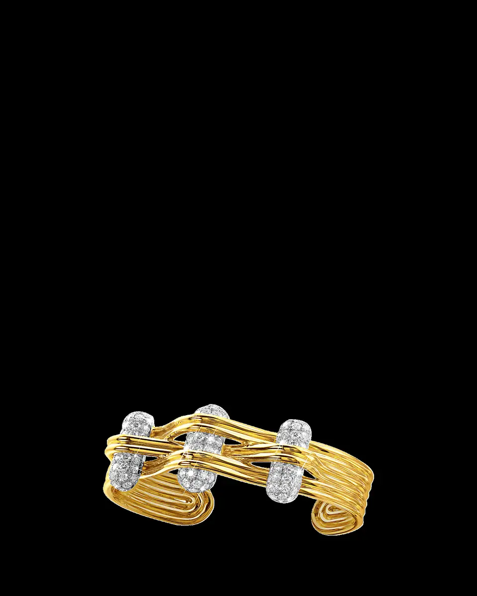 VERDURA Platinum and 18K Yellow Gold Diamond Trio Bangle | Thumbnail 2 VERDURA Platinum and 18K Yellow Gold Diamond Trio Bangle | Thumbnail 2
