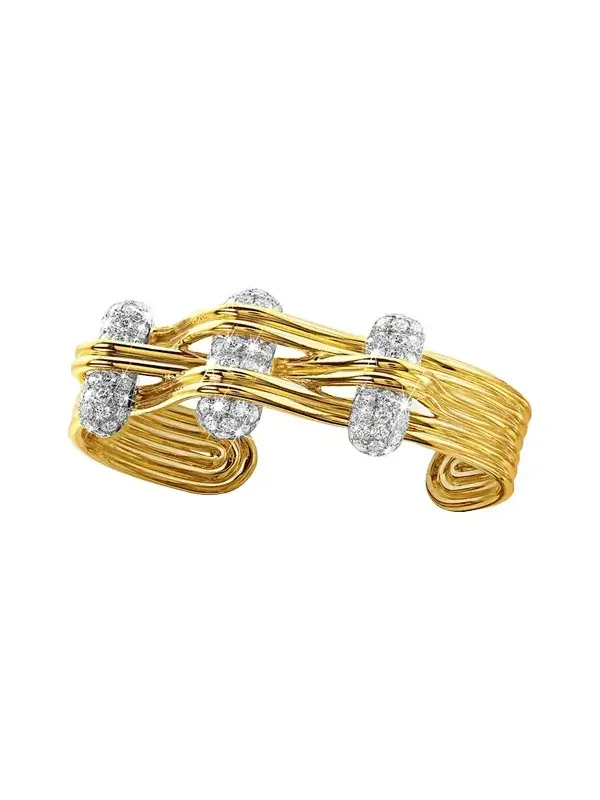 Platinum and 18K Yellow Gold Diamond Trio Bangle