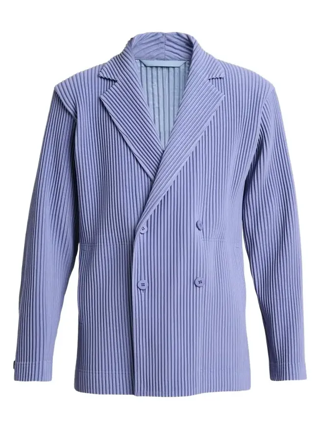 Homme Plissé Issey Miyake Men's Pleated Double-Breasted Blazer