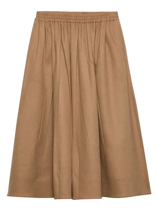 Camel Wool Circle Midi Skirt